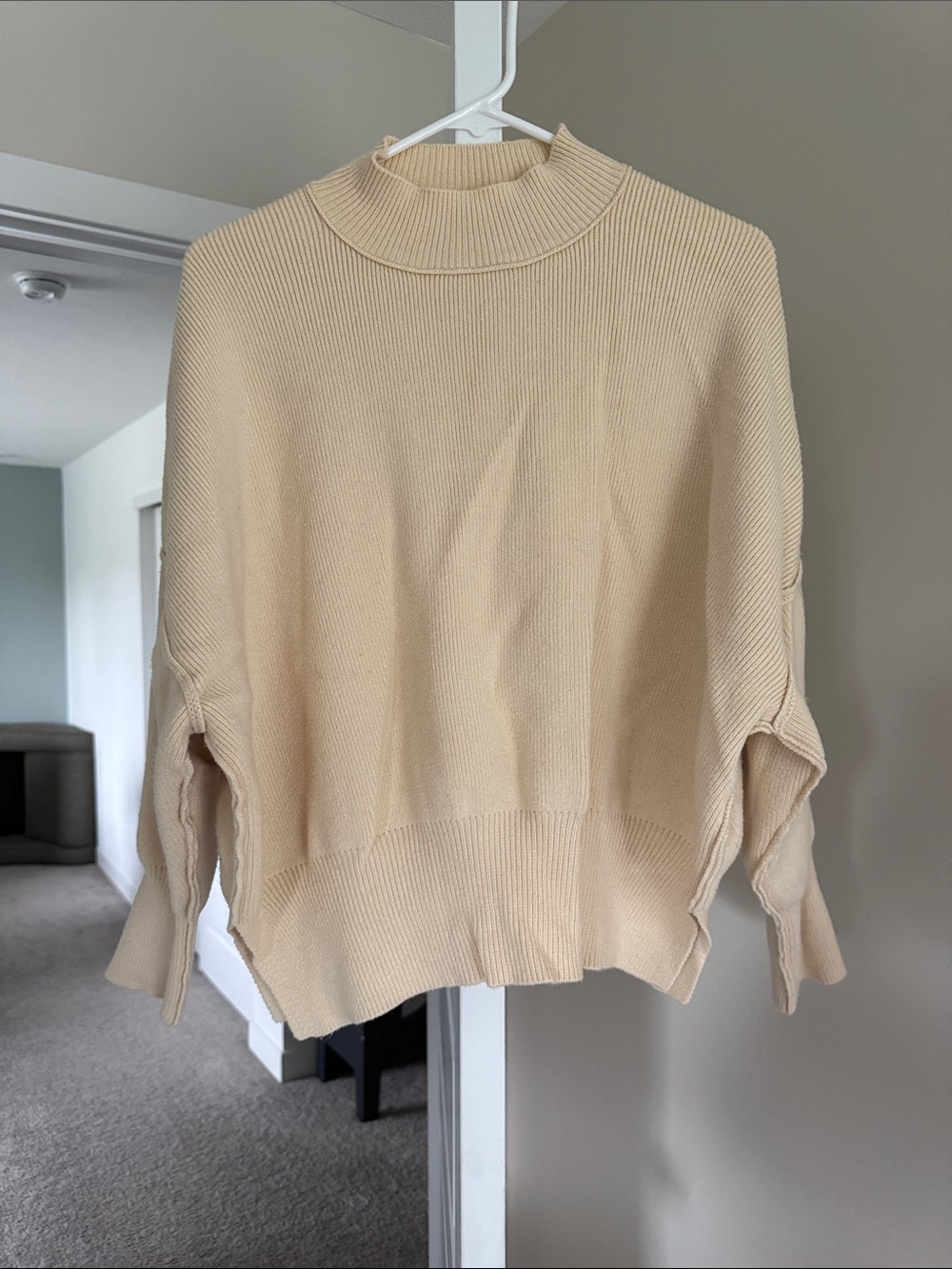 Altar'd State Soft Cream Turtleneck Ribbed Sweater
